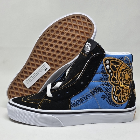 VANS SK8-HI Dia De Muertos Sneaker Men\'s Black Butterfly Golf Skull Size 3.5 New main image 8
